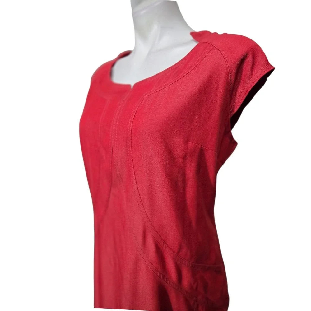 IMAN Global Chic Red Sheath Dress Cap Sleeve Size L casual office fall